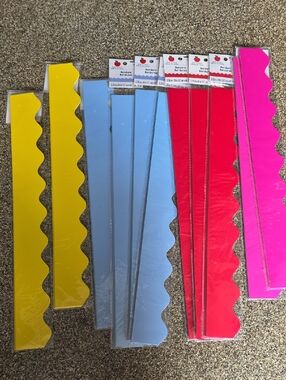 Classroom Scalloped Border Trim Pack - Blue, Red, Pink, Yellow